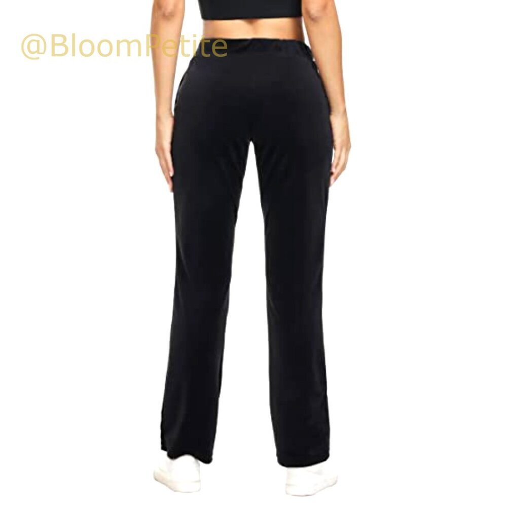 Velour Sweatpants High Waist Straight Leg Lounge Pants with Pockets - Picture 2 of 7